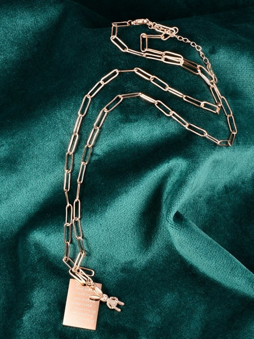 A TEEM Titanium Geometric Minimalist rabbit pendant  Necklace 2