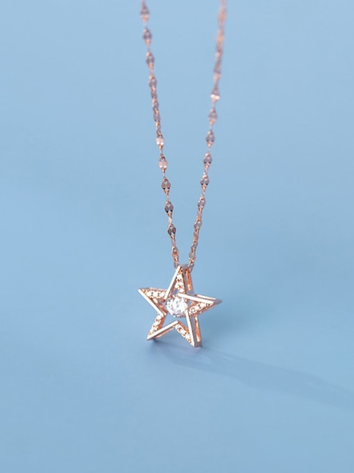 Rosh 925 Sterling Silver Cubic Zirconia Star Minimalist Necklace 3