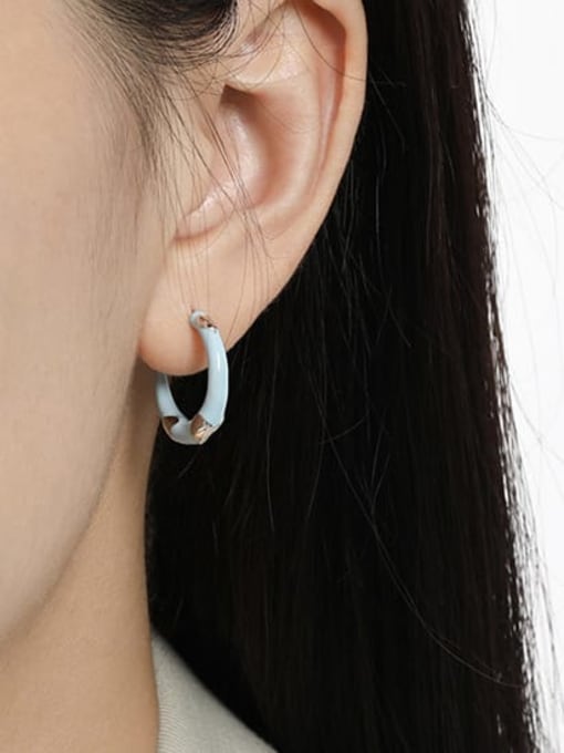 DAKA 925 Sterling Silver Enamel Geometric Minimalist Hoop Earring 2