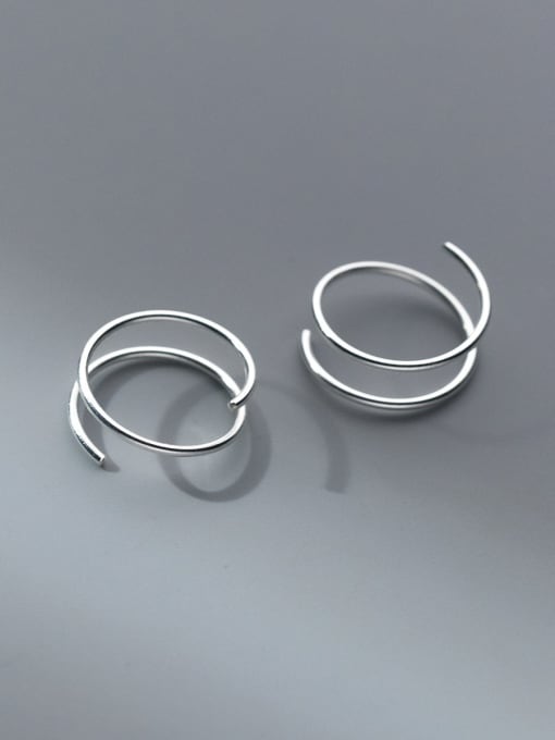Rosh 925 Sterling Silver Geometric Line Minimalist Clip Earring 3