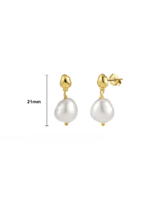 pearl 10--11mm, weight 3.12g 925 Sterling Silver Freshwater Pearl Geometric Minimalist Drop Earring