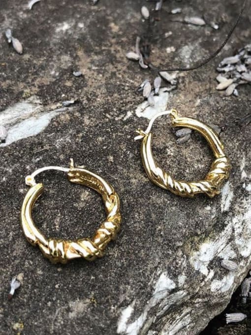 Boomer Cat 925 Sterling Silver  Hollow Round Vintage Hoop Earring 0
