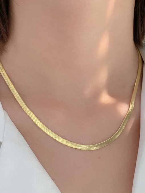 CHARME Brass Geometric Minimalist Snake bone chain Necklace 1