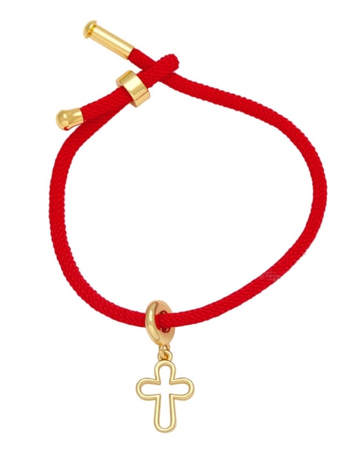 B Brass Cubic Zirconia Cross Bohemia Handmade Weave Bracelet