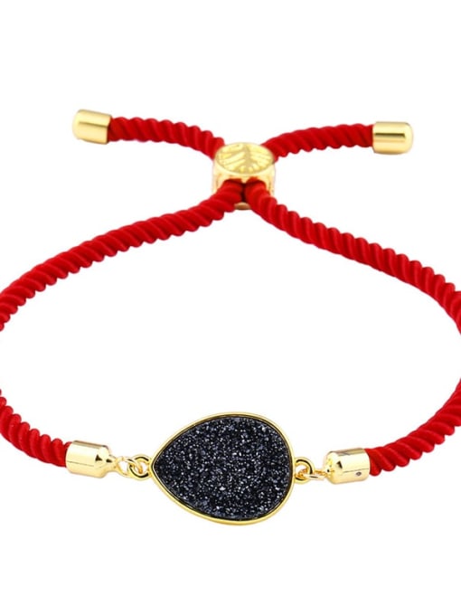 Red black Leather Geometric Minimalist Adjustable Bracelet