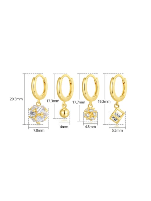 BLING SU Brass Cubic Zirconia Geometric Dainty Huggie Earring 3