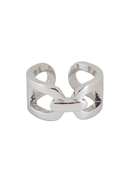 DAKA 925 Sterling Silver Hollow Geometric Minimalist Free Size Ring 0