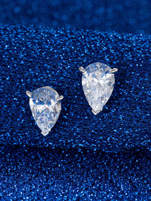 RINNTIN 925 Sterling Silver Cubic Zirconia Water Drop Dainty Stud Earring 1
