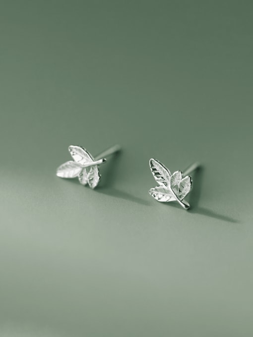 Rosh 925 Sterling Silver Leaf Minimalist Stud Earring