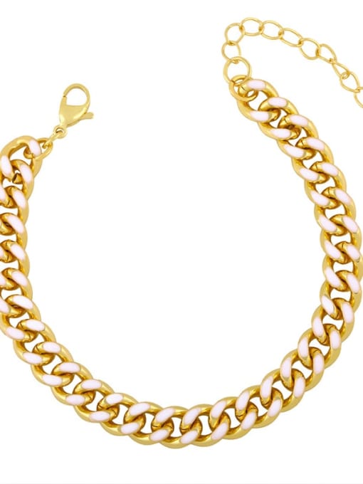 white Brass Hollow Geometric Vintage Link Bracelet