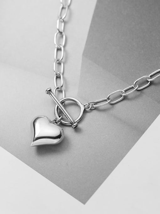 Rosh 925 Sterling Silver Smooth Heart Vintage chain Necklace 2