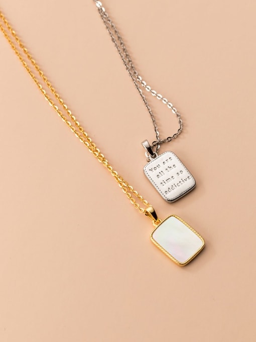 Rosh 925 Sterling Silver Rectangle Minimalist Necklace 2