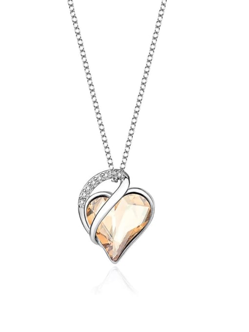 JYXZ 023 (golden) 925 Sterling Silver Austrian Crystal Heart Classic Necklace