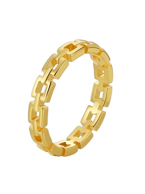 Gold Lock Ring Brass Geometric Minimalist Band Ring