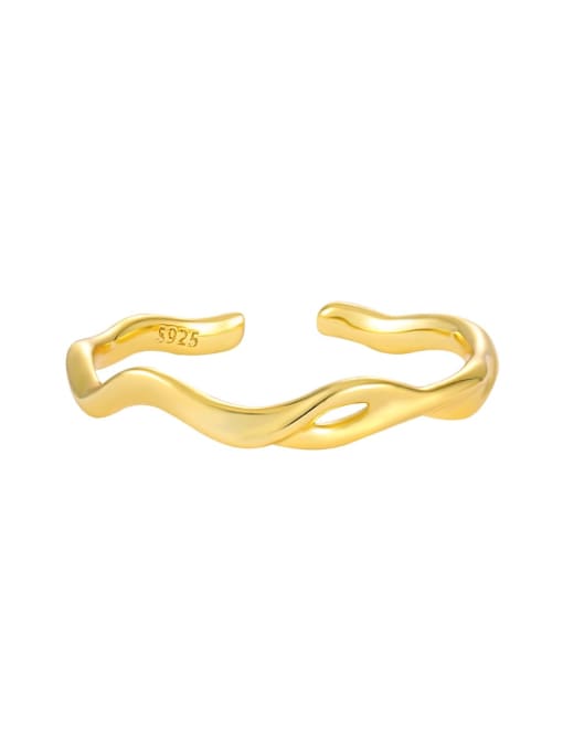 WJ069 4 18K Gold 925 Sterling Silver Irregular Minimalist Band Ring
