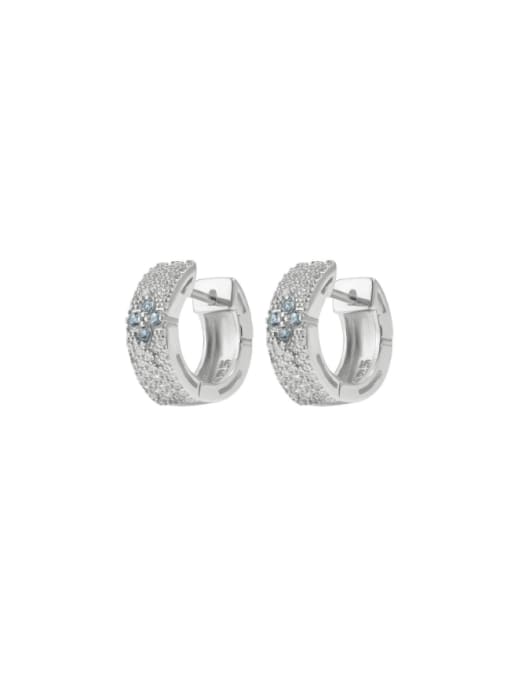Platinum 925 Sterling Silver Cubic Zirconia Geometric Vintage Huggie Earring