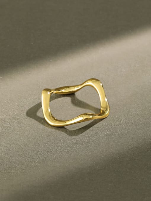 DAKA 925 Sterling Silver Irregular Minimalist  wave Band Ring