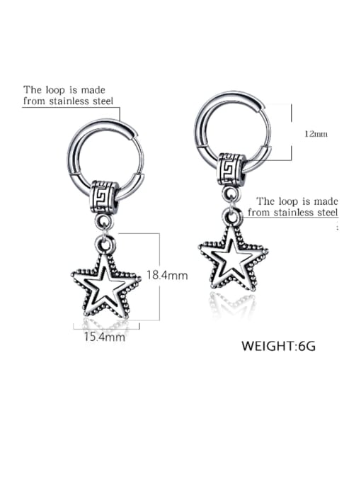 Open Sky Titanium Star Vintage Huggie Earring 3