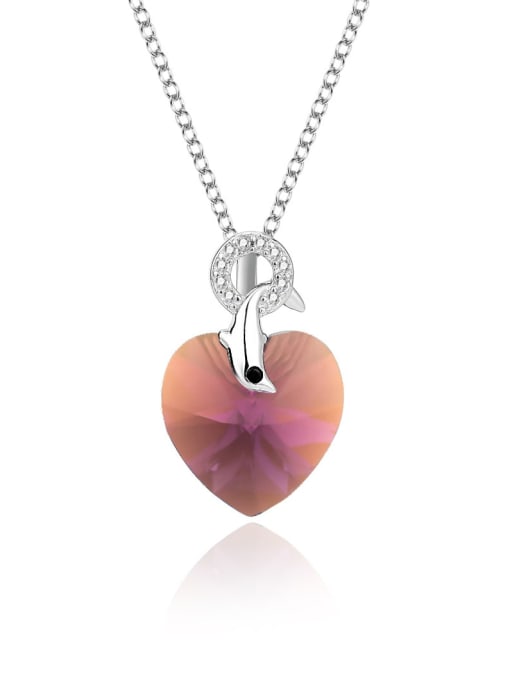 JYXZ 069 (purple) 925 Sterling Silver Austrian Crystal Heart Classic Necklace