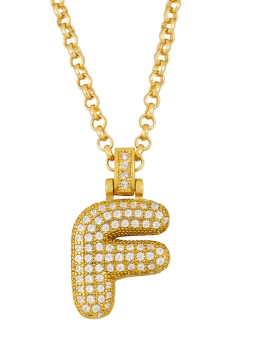 F Brass Cubic Zirconia Letter Ethnic Necklace
