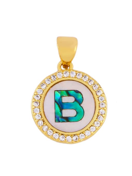 Gold  B Brass Cubic Zirconia Enamel Letter Vintage Necklace