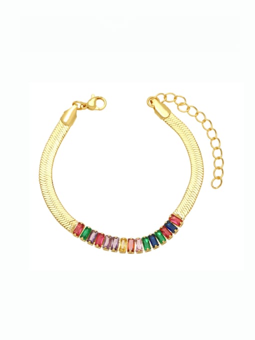 colour Brass Cubic Zirconia Geometric Vintage Snake Bone Chain Bracelet