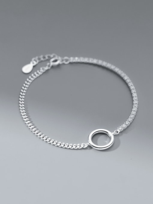 S925 Silver Bracelet 925 Sterling Silver Geometric Minimalist Link Bracelet