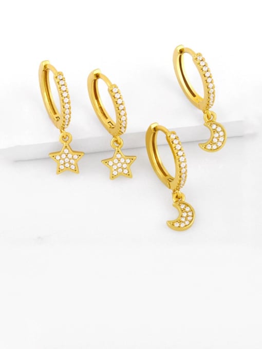 CC Brass Cubic Zirconia Star Minimalist Huggie Earring 0