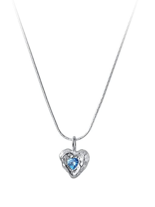 Rosh 925 Sterling Silver Cubic Zirconia Heart Minimalist Necklace 0