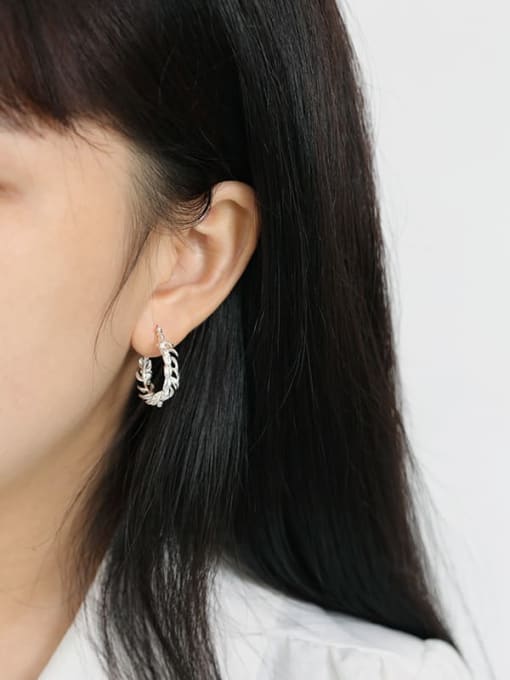 DAKA 925 Sterling Silver Leaf Minimalist Stud Earring 2