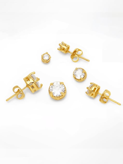 CC Brass Cubic Zirconia Round Vintage Stud Earring