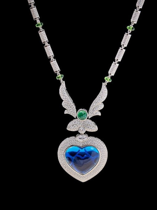 L.WIN Brass Cubic Zirconia Heart Luxury Necklace 2