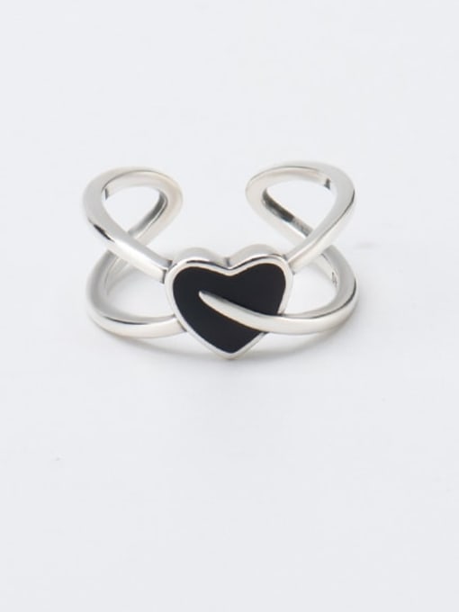 XBOX 925 Sterling Silver Enamel Heart Vintage Stackable Ring 0