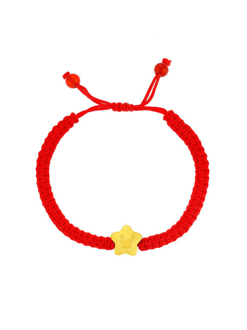 Yellow gold plating Alloy Five-Pointed Star Smiley Cute Adjustable Bracelet