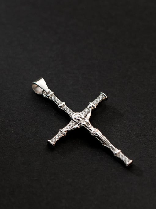 Rosh 925 Sterling Silver Cubic Zirconia Minimalist Cross  Pendant 0