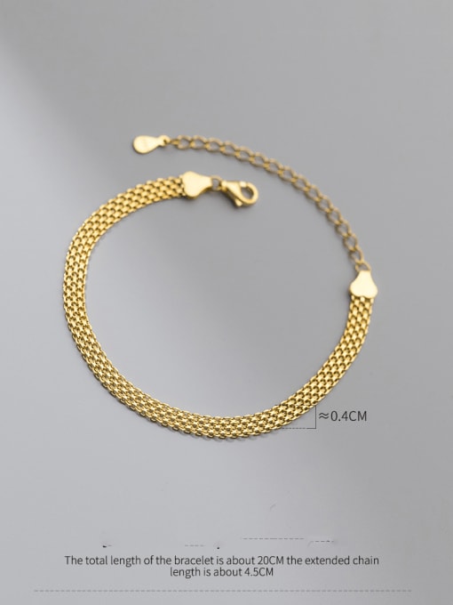 gold 925 Sterling Silver Geometric Minimalist Link Bracelet