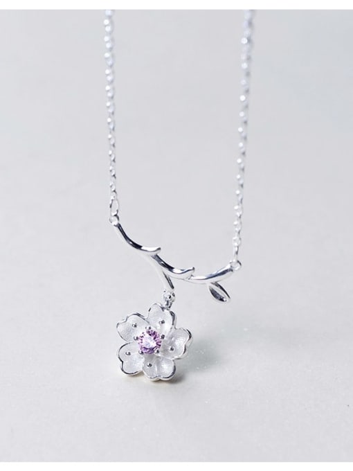 Rosh 925 sterling silver simple fashion two color Flower Pendant Necklace 1