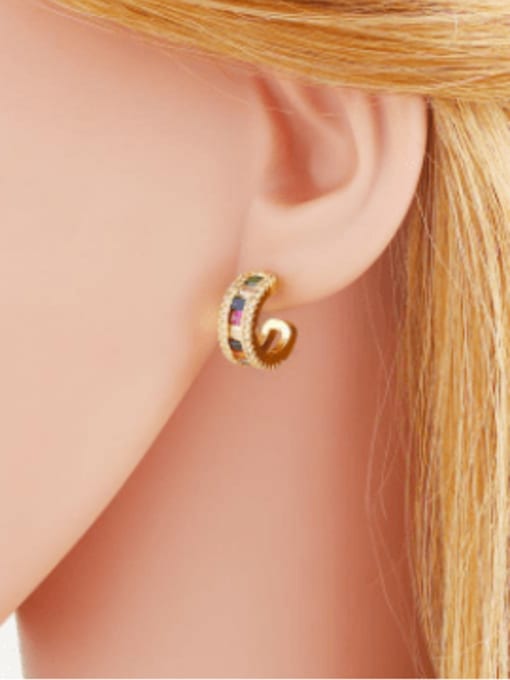 CC Brass Cubic Zirconia Geometric Vintage Stud Earring 1