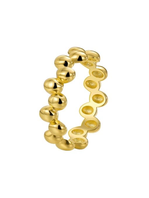 Gold denier shaped bead ring Brass Bead Geometric Minimalist Band Ring