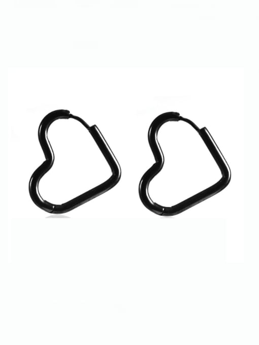 Black pair Stainless steel Heart Minimalist Huggie Earring