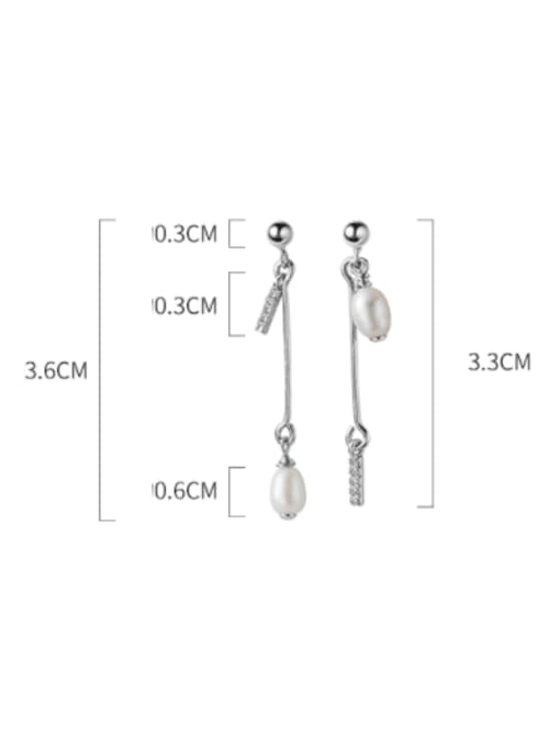 Rosh 925 Sterling Silver Imitation Pearl Tassel Minimalist Drop Earring 2