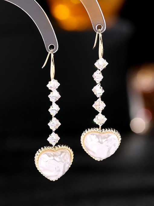 Luxu Brass Cubic Zirconia Enamel Heart Minimalist Hook Earring 3