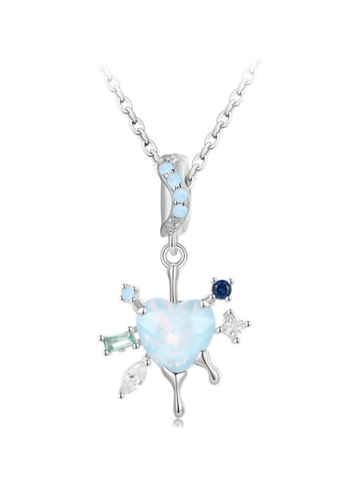 Jare 925 Sterling Silver Cubic Zirconia Flower Dainty Necklace