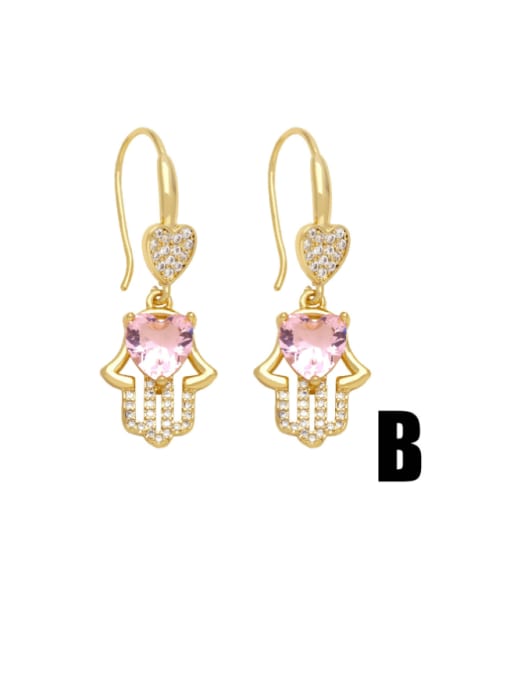 B Brass Cubic Zirconia Heart Dainty Hook Earring