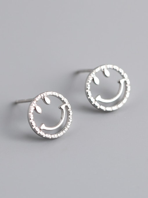 Boomer Cat 925 Sterling Silver Cubic Zirconia Smiley Cute Stud Earring 0
