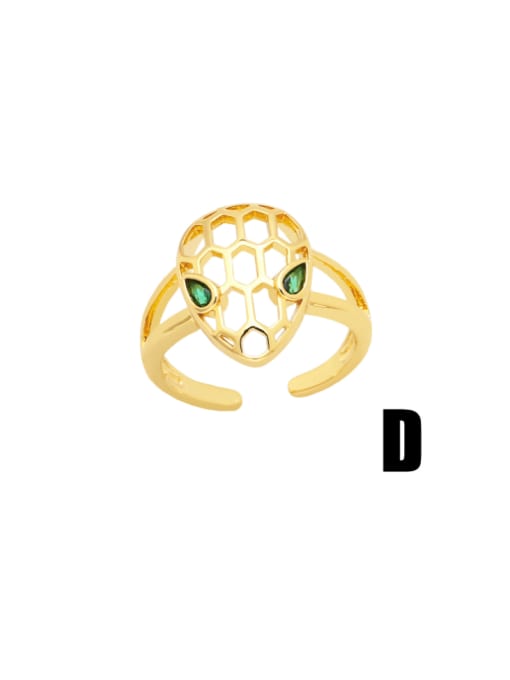 D Brass Cubic Zirconia Geometric Minimalist Band Ring