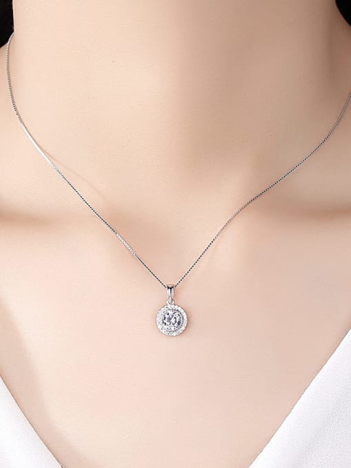 CCUI 925 Sterling Silver Cubic Zirconia Round Minimalist Necklace 1