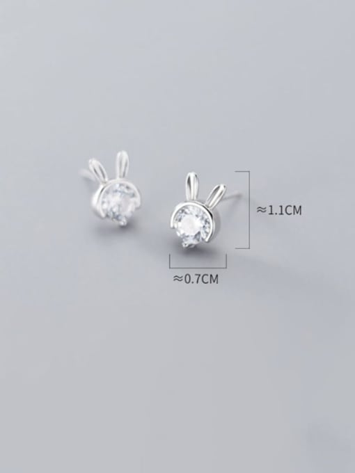 Rosh 925 sterling silver single diamond cute little rabbit Earrings 2