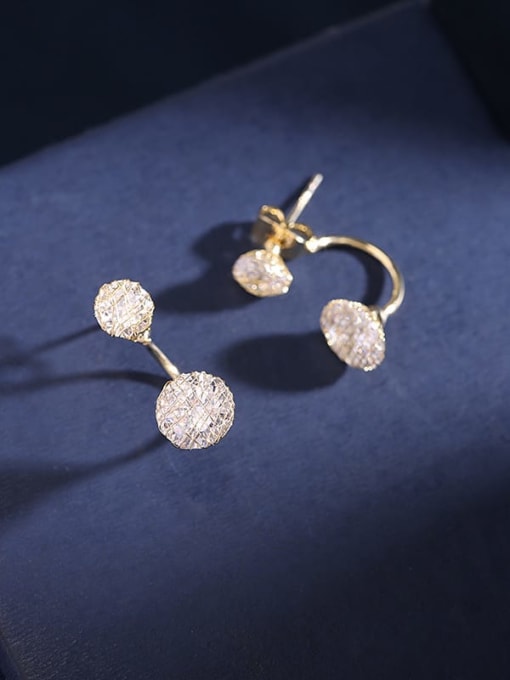 golden Brass Cubic Zirconia Hollow Geometric Luxury Drop Earring