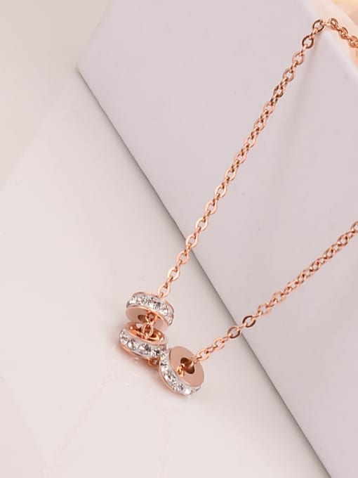 A TEEM Titanium Rhinestone Simple Full Diamond Small Round Necklace 0